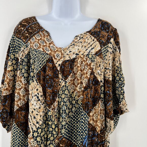 Go Softly Patio Woman Dress 3X Patchwork Rayon Muumuu Caftan FLAWED Read Desc - Picture 15 of 16